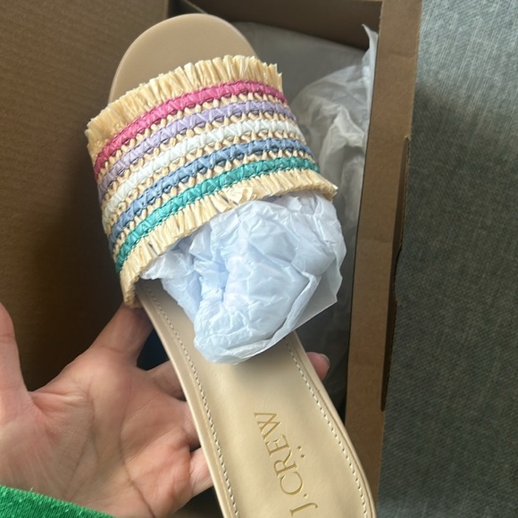 J.Crew Rainbow Raffia Woven mule heels sandals Size 7.5 - Picture 8 of 8